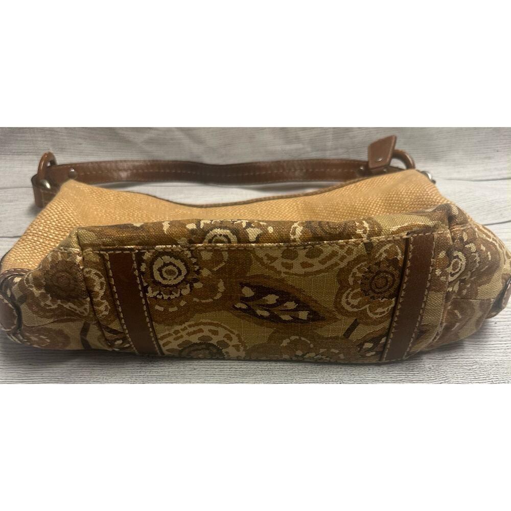Fossil Paisley Bottom Shoulder Bag Leather & Wood Trim Hobo Purse - Picture 5 of 15
